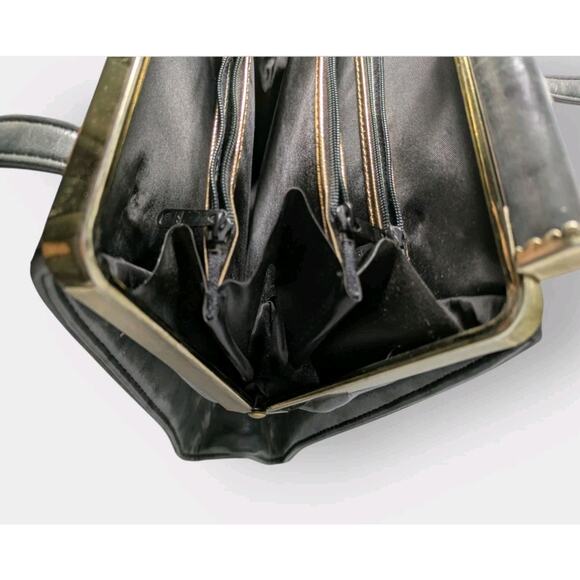 1970s Gray Vinyl Handbag by JR Florida, Vintage Top Handle Purse Retro - Picture 6 of 14